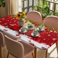 thumbnail image 3 of Red Christmas Table Cloths for 4 Foot Rectangle Tables, Truck Pine Trees Branches Balls Snowflakes Patio Waterproof Elastic Fitted Tablecloths, Washable Rectangular Table Cover for Camping, 3 of 8