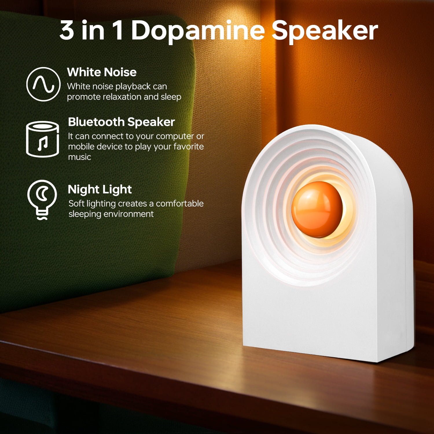 Portable White Noise Sound Machine For Sleeping Bluetooth Speaker Night Light With 8 Soothing Sounds Sleep Sounds Machine For Baby Kids Adult & Home Office Travel