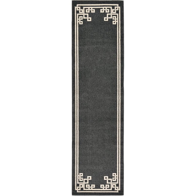 Unique Loom Athens Tribal Border Design Runner Rug 2' 7 x 10' Black/Beige
