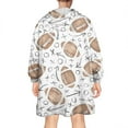 thumbnail image 2 of Football with Symbols Pattern Wearable Oversized Blanket,Wearable Blanket Hoodie for Adults,Cozy Hooded Blankets with Super Pockets,Super Warm Fuzzy Pullover for Women & Men, 2 of 6
