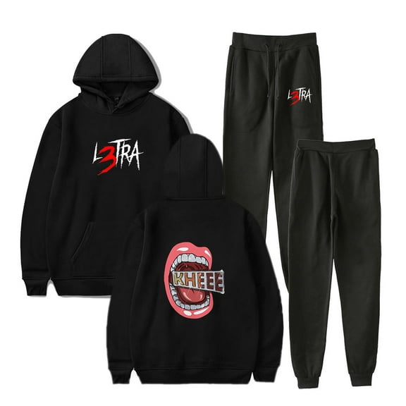 Luar La L Merch L3TRA 2 Pieces Sets Pocket Drawstring Hoodie Suit
