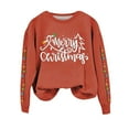 thumbnail image 2 of IDALL Chandails à Capuchon pour Femmes Sweat à Capuche Graphique de Noël Chandails en Molleton pour Femmes Joyeux Noël Imprimé Lettre Col Rond Manches Longues Chandail en Molleton Pull de Noël Cadeaux de Noël Liquidation Or L, 2 of 3