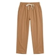 thumbnail image 5 of Men's Casual Linen Pants Elastic Waist Drawstring Lightweight Relaxed Fit Trousers Summer Beach Yoga Lounge Pants with Pockets Comfortable Daily Wear, 5 of 5