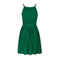 thumbnail image 5 of IROINNID Women's Summer Casual Neck Dress Sleeveless Belted Swing Pleated Cocktail Party Beach Mini Dresses A-Line Solid Color Dress, 5 of 8