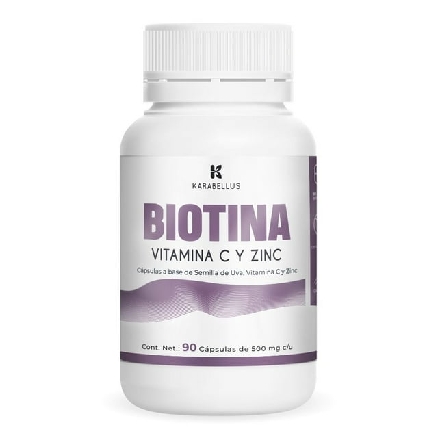Vitaminas Karabellus Biotina, Vitamina C y Zinc 90 cápsulas de 500mg. c/u