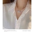 thumbnail image 3 of Collar Saturno Perlas Artificiales Diamantes Planeta Luz Lujo High Feeling Collarbone Cadena, 3 of 4