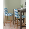 thumbnail image 2 of Blue Coastal Beach Bar Stool Covers Set of 4, Nautical Starfish Coral Vintage Wooden Stretch Bar Chair Covers with Backs, Removable Pub Counter Height Chair Cover for Kitchen Dining Room Cafe, 2 of 7