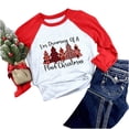 thumbnail image 1 of Camiseta de Navidad para mujer, temporada festiva, regalo para amantes, camiseta de manga larga, camiseta con costuras a juego de colores para mujer Pompotops  gfhjh4617, 1 of 7