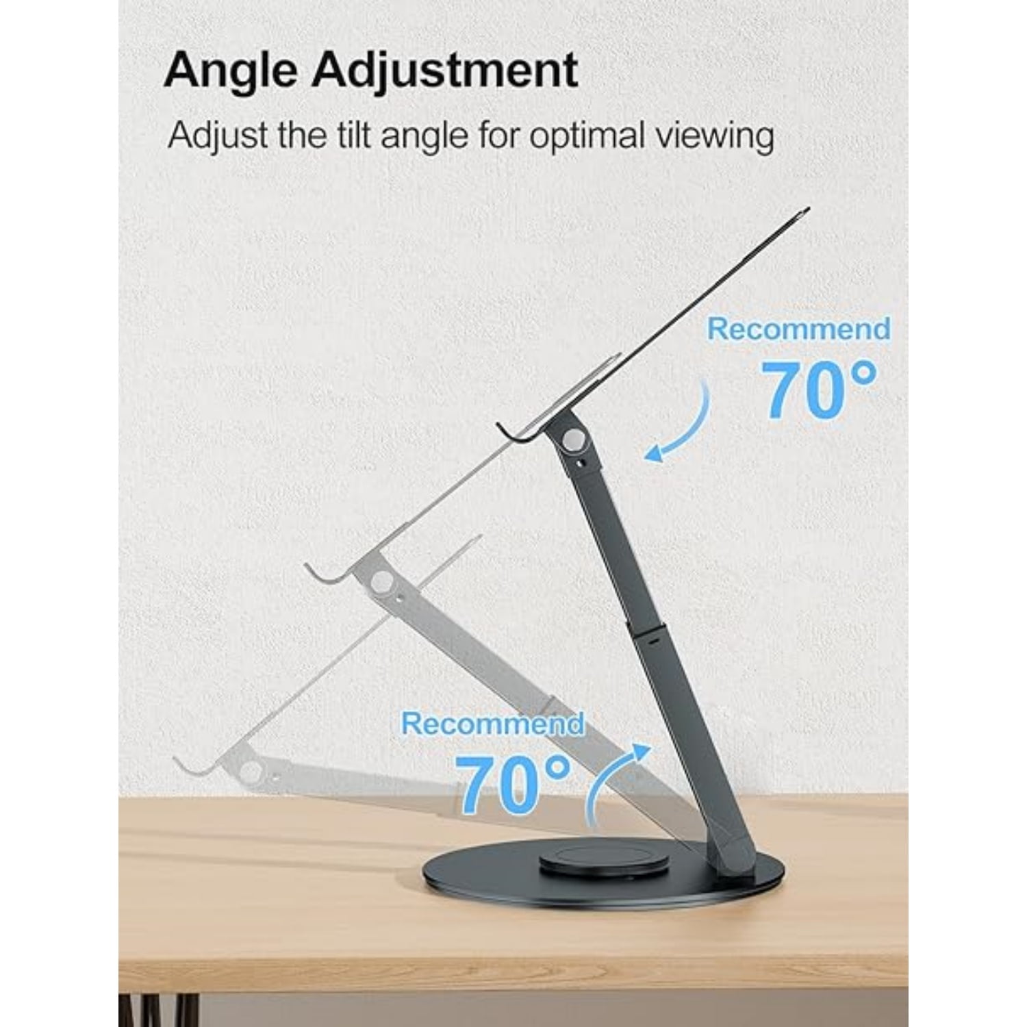Telescopic Laptop Stand for Desk with 360° Swivel Base, Sit to Stand, Height Adjustable, Portable Riser Holder for Good Posture, Compatible , All Laptops 10-17"-Gray