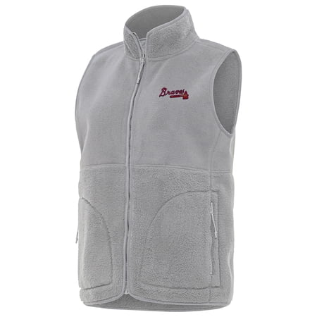 Women s Antigua Gray Atlanta Braves Nostalgic Full-Zip Vest
