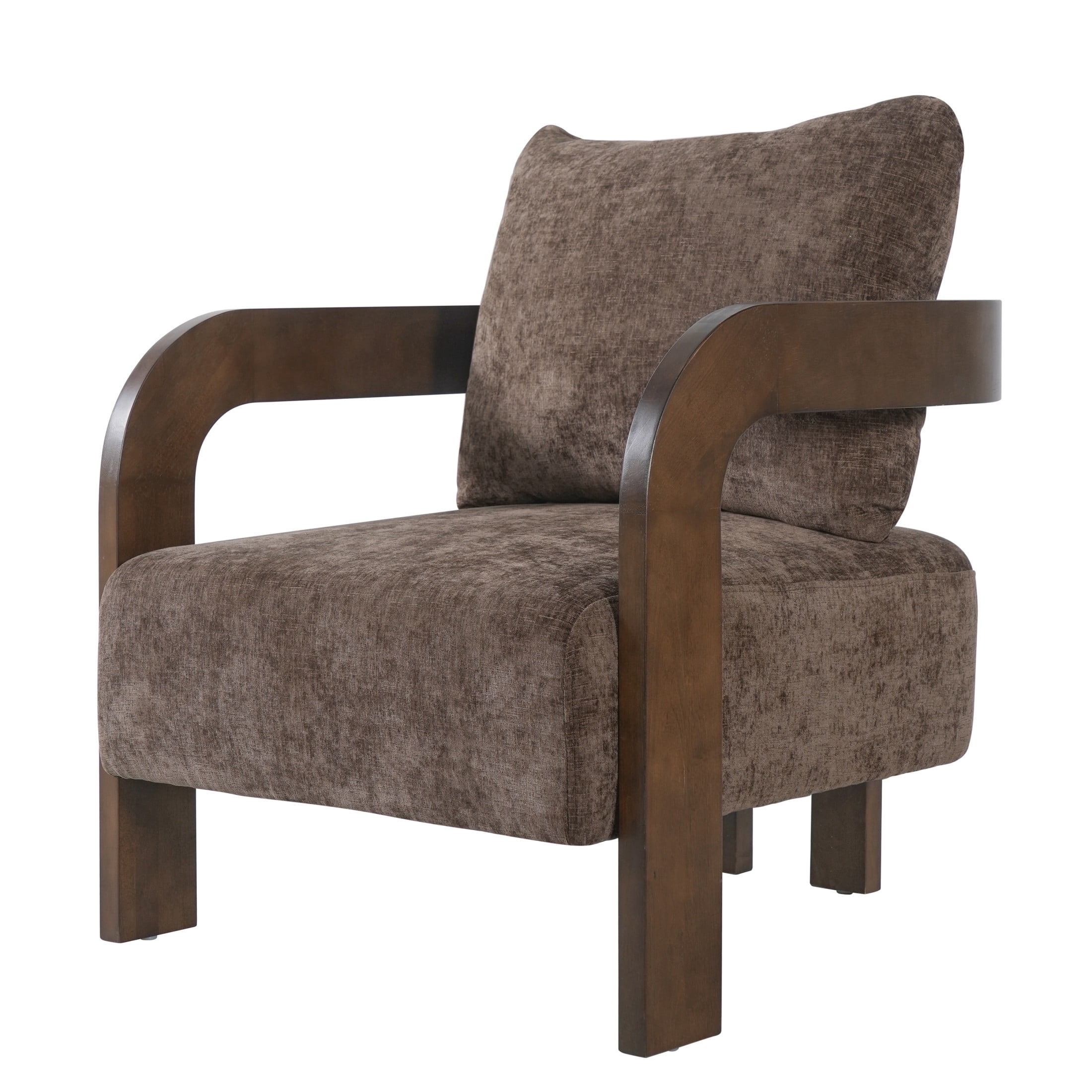 Christopher Knight Home Modern Upholstered Curved Accent Chair with Square Loose Back Pillow, Brown