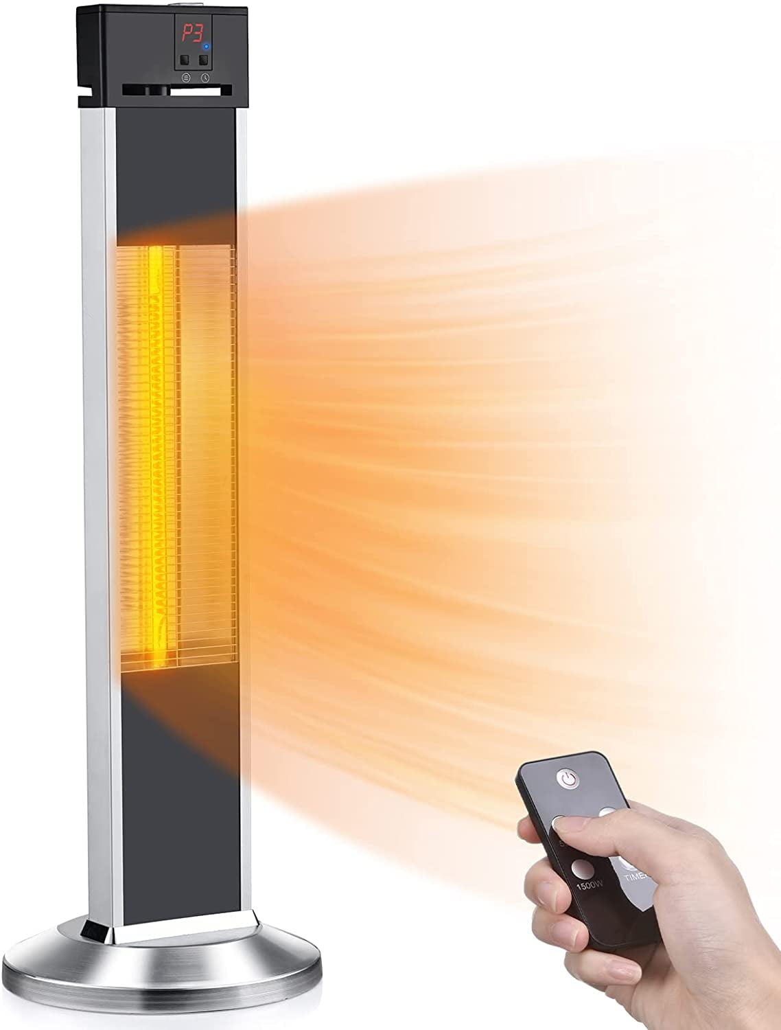 Patio Heater - Air Choice 1500W Electric Heater/ Outdoor Heater with 3S  Quick Heating/ Safe Infrared Heater with 3 Modes/ Super Quiet Room Heater/  Garage Heater for Large Space/ Bedroom, Office Heate -