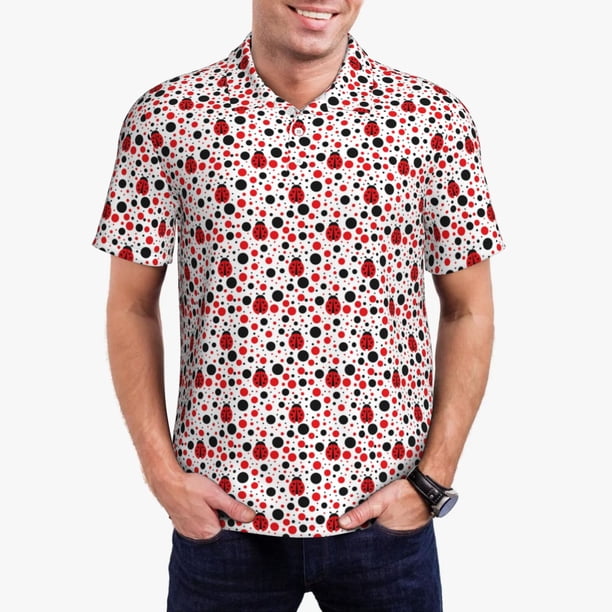 Balery Ladybugs 2 Camisa Polo de Hombre con Estampado, de Manga Corta y Tejido Medio, Camisa Tipo Golf Polo-Small