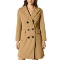 thumbnail image 2 of Women's 2025 Mid-Length Wool Blend Coat, Classic Trench Style Fall and Winter Overcoat, Knee-Length Warm Double-Breasted Jacket,Soft Lined Elegant Outerwear for Women,Timeless Casual Long Coat Khaki, 2 of 6