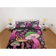 thumbnail image 2 of Rosa setas negro funda nórdica hippie juego de cama completo, reina, rey, preppy, 2 of 4