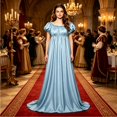 thumbnail image 2 of Xijirk Women Regency Empire Waist Maxi Dress Puff Short Sleeve Off The Shoulder Gown for Halloween Cosplay formal Evening Party,3XL, 2 of 5