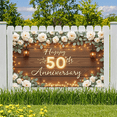 thumbnail image 6 of Elegant Design Happy 50th Anniversary Floral Wooden Banner for Milestone Celebration Wedding Party, 6 of 9