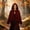 Wine2, variant on Harpily Hooded Cloak Halloween Lace Trim Ruffle Hem with Bowknot Front Neck Hooded Cloak Costume for Women Fetival Party