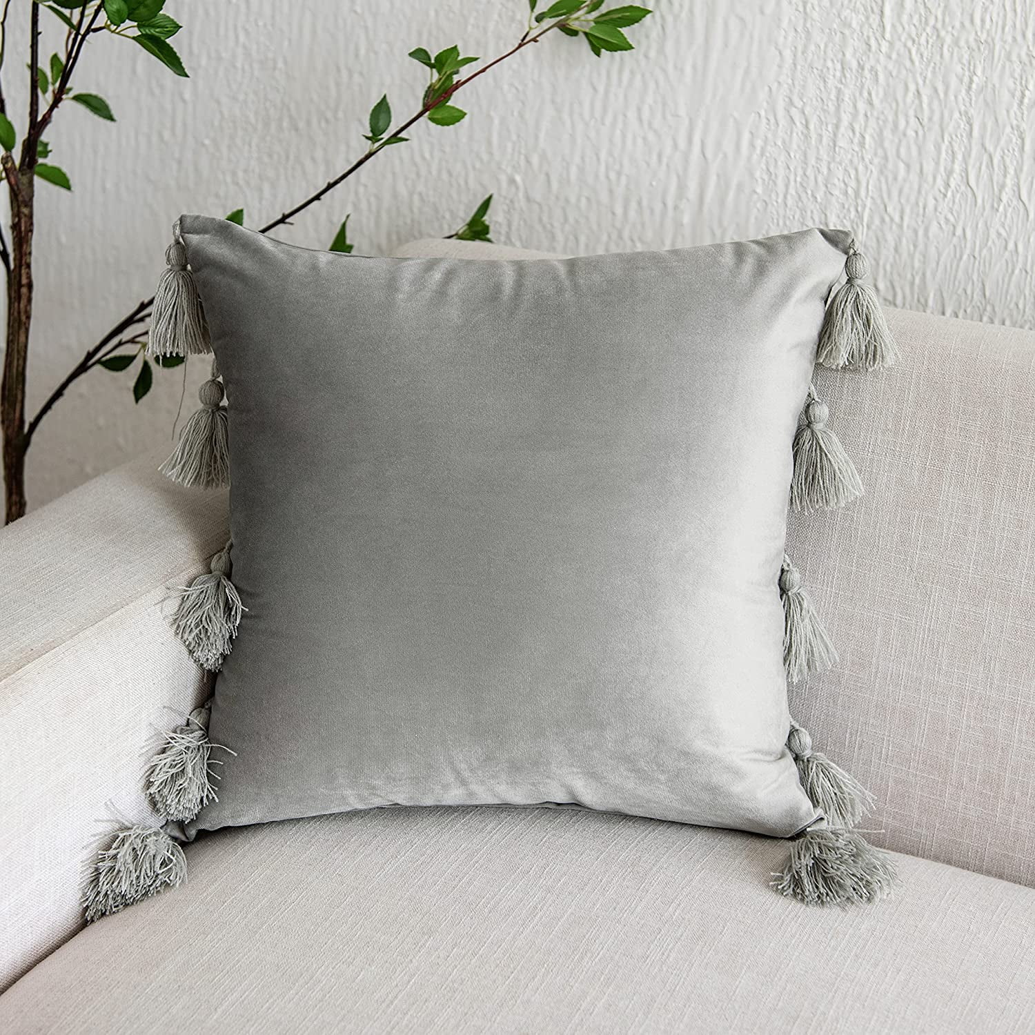 Longhui bedding Ivory White Throw Pillow Covers for Couch Sofa Chair,  Cotton Linen Decorative Pillows Cushion Covers, 18 x 18 inches, Set of 2,  No
