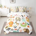thumbnail image 2 of Homewish Zoo Animal 7 Pieces Bedding Comforter Set,Cute Lions Elephant Full Bedding Set,Colorful 26 Letters Fitted Sheet Flat Sheet For Girsl Boys,Super Cozy Room Decor Reversible, 2 of 8