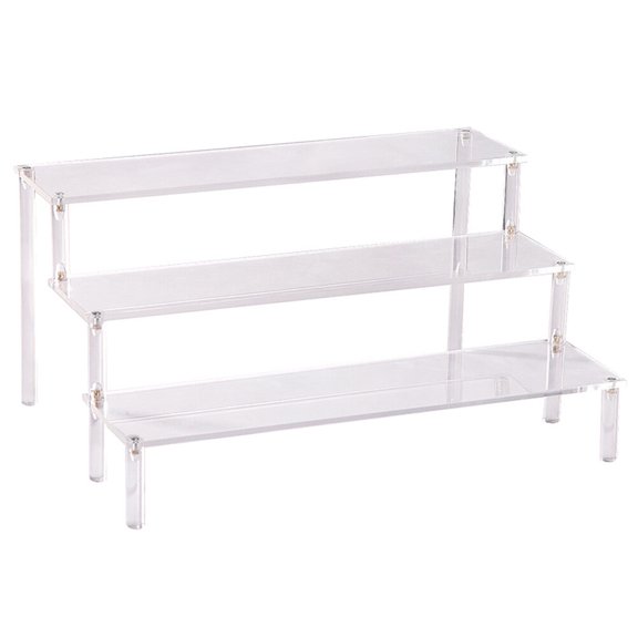 Acrylic 3-layer Storage Rack Stepped Shelf Display Stand Desktop Organizer Holder for Toy Model (20cm)