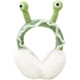 thumbnail image 1 of Lindas y divertidas orejeras de invierno, calentadores de orejas de felpa suaves y cálidos, diadema plegable para exteriores, 22,5 cm, verde y blanco, 1 of 5