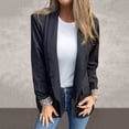 thumbnail image 4 of Women Suit Coat Lapel Long Sleeve Leopard Print Cuffs Suit Jacket Solid Color Loose Fit Open Front Casual Business Outwear, 4 of 8