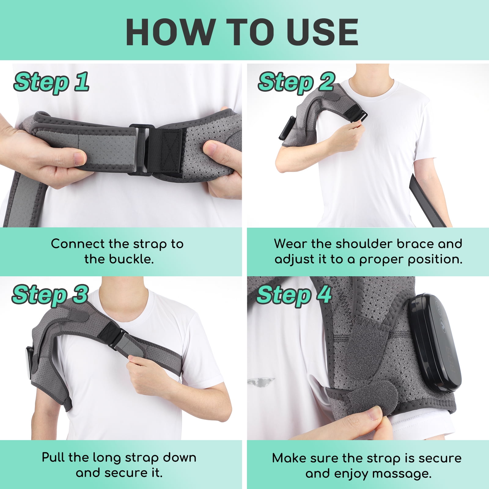 Shoulder Heating Pad Touch Screen Controller Heated Shoulder Wrap, Smart Shoulder Brace Massager for Muscle Fatigue and Pain
