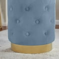 thumbnail image 3 of Beverly Modern Contemporary Round Tufted Upholstered Velvet Ottoman with Gold Metal Base, 3 of 5