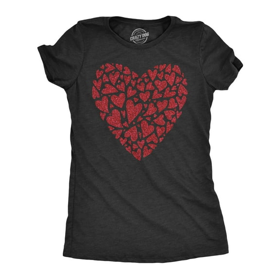 Womens Glitter Heart T Shirt Funny Awesome Valentines Day Hearts Lovers Tee for Ladies Womens Graphic Tees