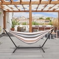 thumbnail image 3 of Ktaxon 9ft 200*150cm Polyester Cotton Hammock Hammock Set Coffee Strip, 3 of 15