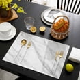 thumbnail image 3 of Marble Placemats Set of 6, Modern Grey White Rock Monochrome Simple Placemats for Dining Table, Place Mats for Kitchen Tabletop, Waterproof Wipeable Dining Table Mats Set, 3 of 9