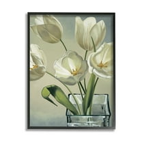Stupell Industries Soft Tulip Blossoms Glass Jar White Petals Black Framed by Eva Barberini