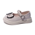 thumbnail image 4 of ZToonmas Girls' Patent Leather Mary Jane Shoes Princess Style Pearl Ankle Strap Bowknot Soft Sole Kids Dress Shoes for School Stage Performance, 4 of 9