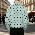 thumbnail image 6 of QIYAGBSA Button Down Jackets for Women Soft Polka Dot Stand Collar Drawstring Hem Long Sleeve Lightweight Fall Casual Outerwear with Side Pockets (Green, XL), 6 of 8