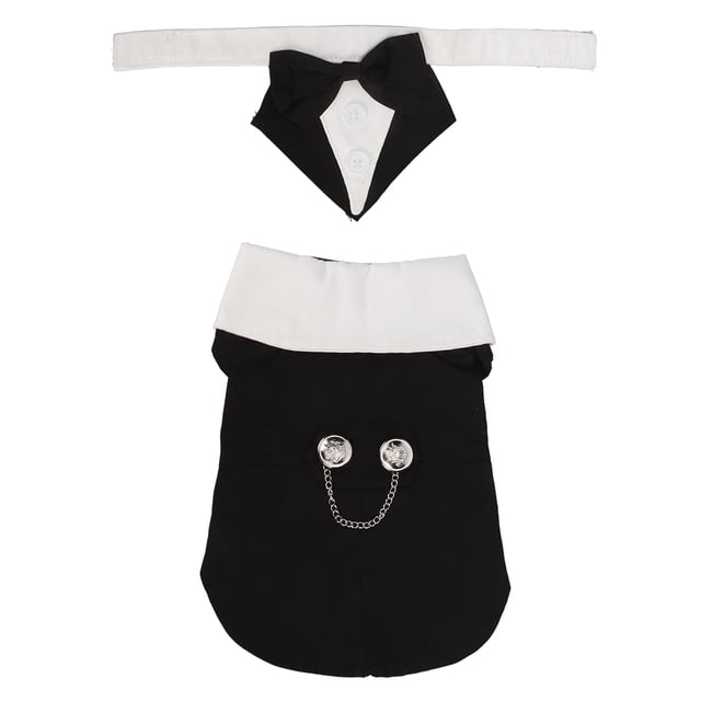 Traje de perro suave y transpirable con lazo de moda, disfraz de cachorro para boda, fiesta de cumpleaños, negro, L