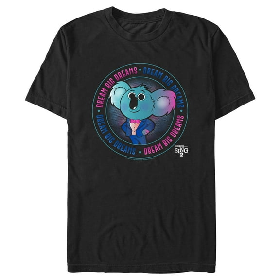 Men's Sing 2 Buster Moon Dream Big Dreams  Graphic Tee Black Large