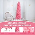 thumbnail image 5 of Pink Artificial Christmas Tree 7.5ft, Unlit Pencil Xmas Tree with Sturdy Crossed Base and Lifelike Branches, Realistic Indoor Holiday Decoration, 5 of 7