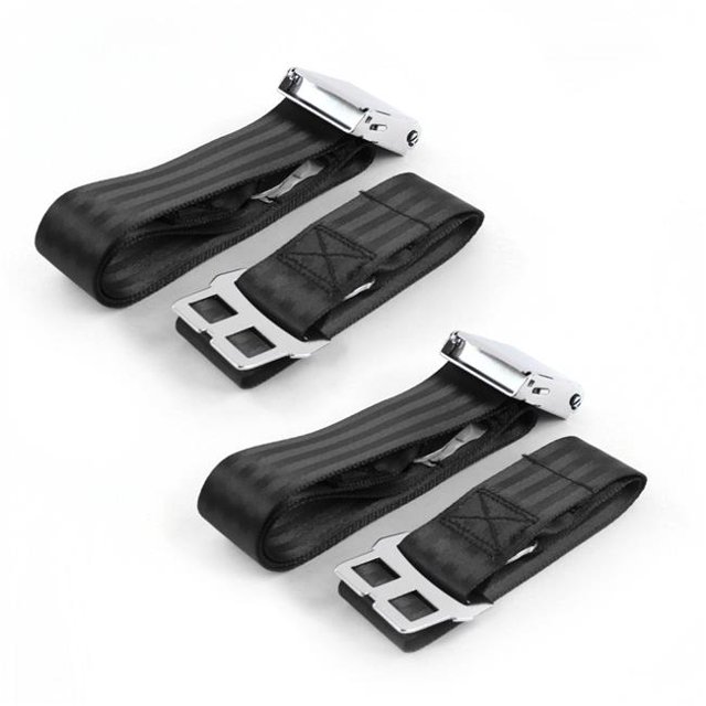 Airplane 2 Point Black Lap Bucket Seat Belt Kit for Ford 1932 Model B - 2 Belts