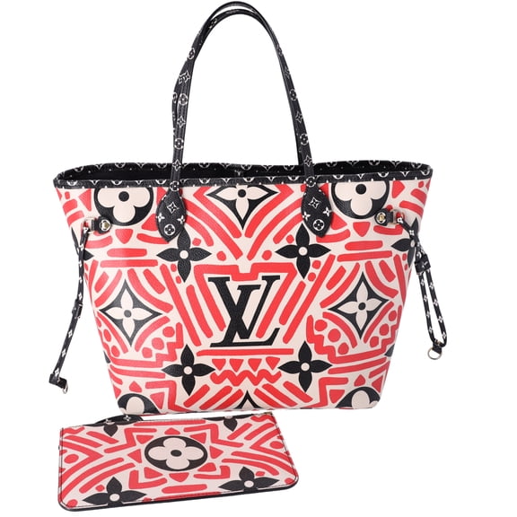 Pre-Owned Louis Vuitton Neverfull MM LV Crafty Tote Bag Creme Rouge Giant Monogram