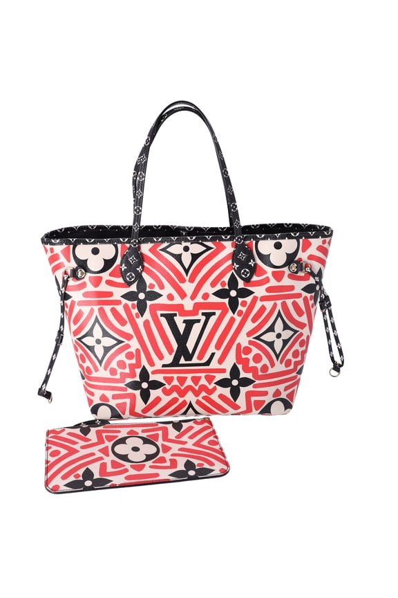 Pre-Owned Louis Vuitton Neverfull MM LV Crafty Tote Bag Creme Rouge Giant Monogram