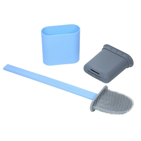 Flat Toilet Brush with Holder Silicone Toilet Bowl Cleaner Brush with ...