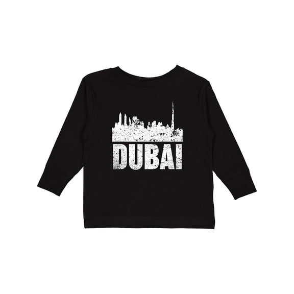 Inktastic Dubai City Skyline with Grunge Boys or Girls Long Sleeve Toddler T-Shirt