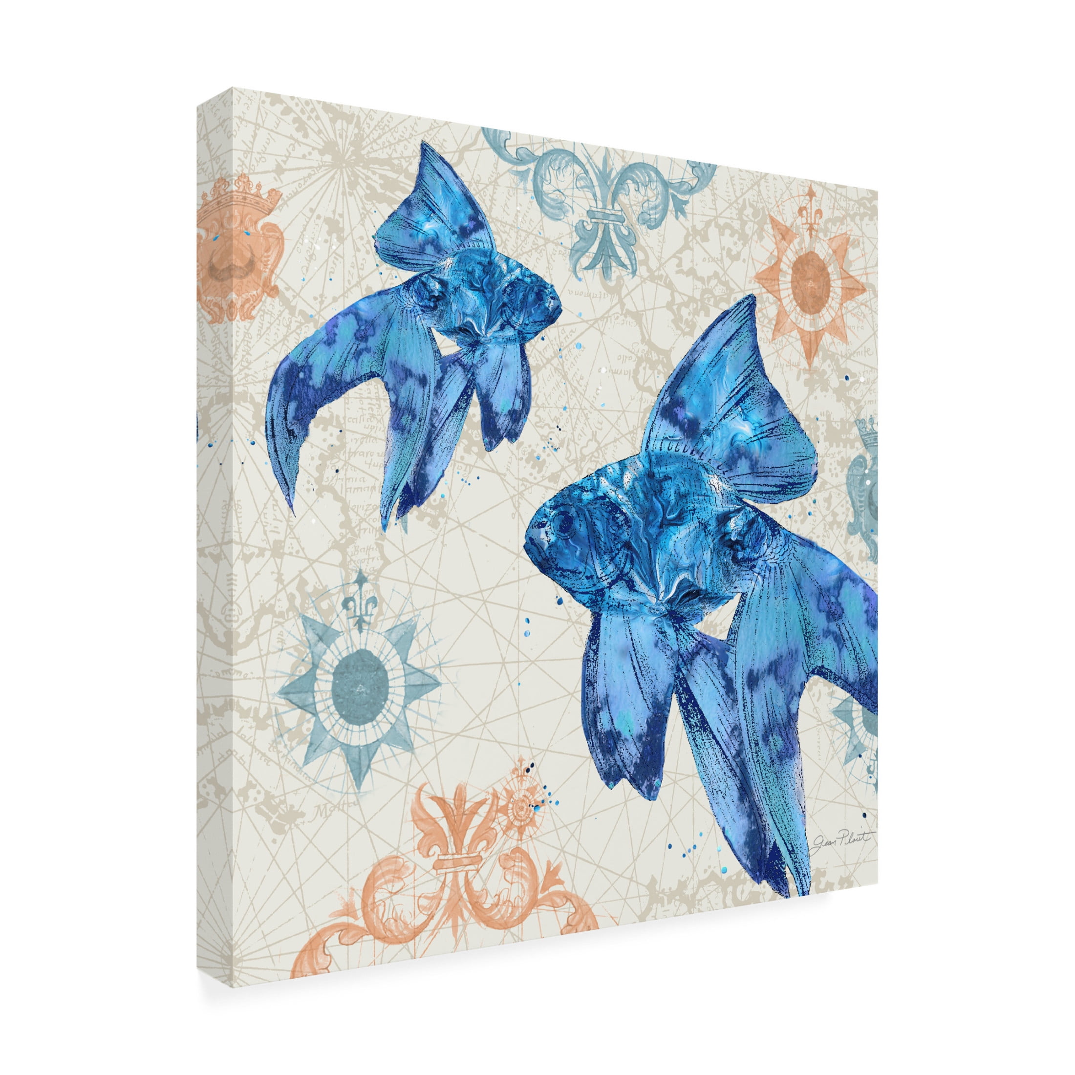 Canvas Wall Art - Jean Plout 'Coastal Collection A' Wall Art for Living Room, Bedroom, or Office Décor by Trademark Fine Art - 18 x 18 Inches