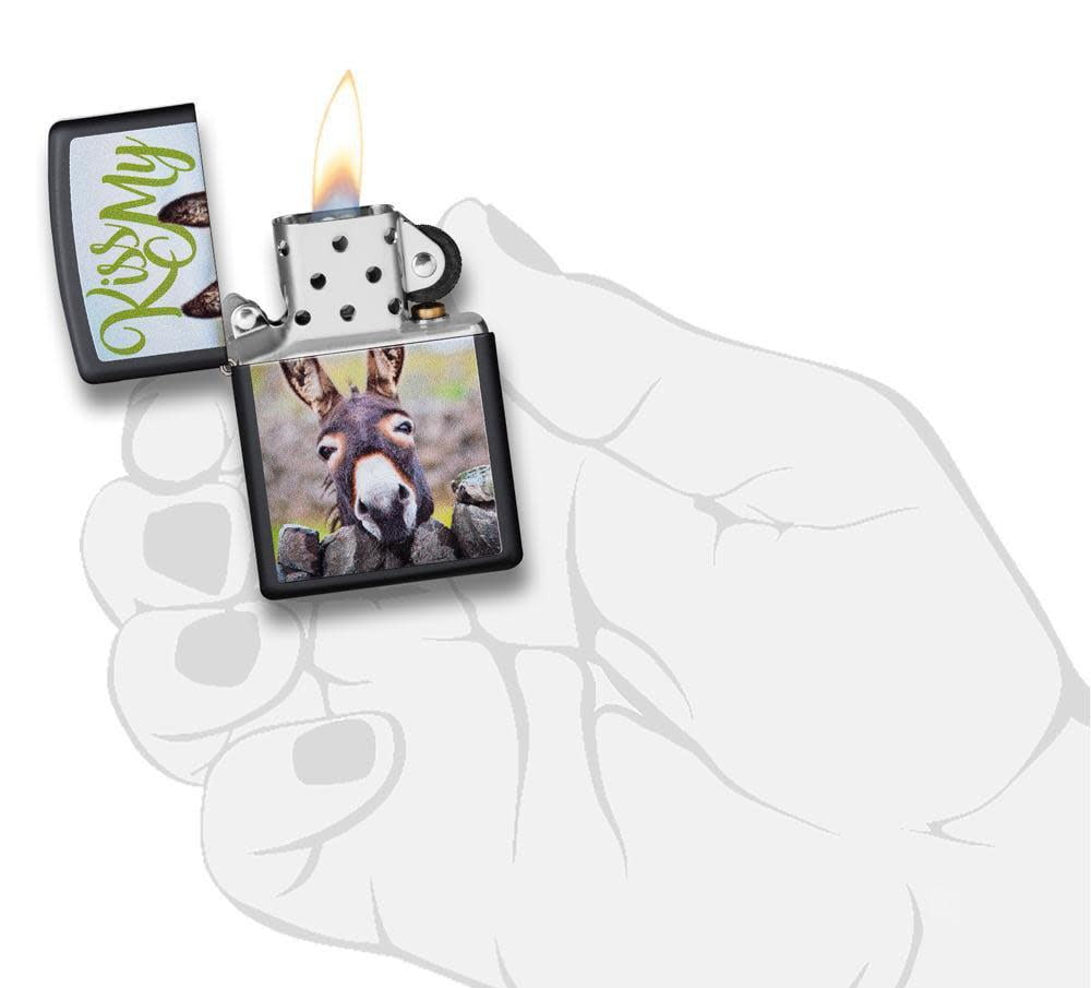 Zippo Kiss My Donkey Black Matte Pocket Lighter - Walmart.com
