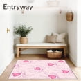 thumbnail image 3 of ODIKA 4'x6' Machine Washable Non-Slip Area Rug, Romantic Cluster with Delicate Petal Motifs and Whimsical Swirls High Traffic Rug with Pad, Pink, 741072, 3 of 8