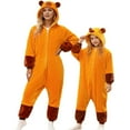 thumbnail image 5 of Christmas Pajamas Christmas Family Matching Kids Romper Long Sleeve Hooded Full Length Pants Animal Print Fleece Soft Sleepwear For Kids Orange 110, 5 of 6