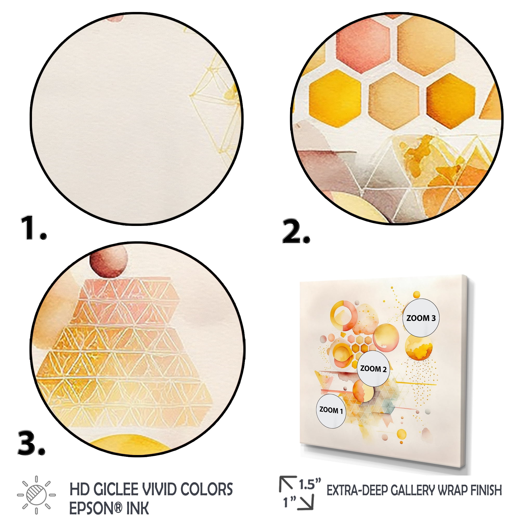 Designart Yellow Multi Shape Abstract VI Canvas Wall Art