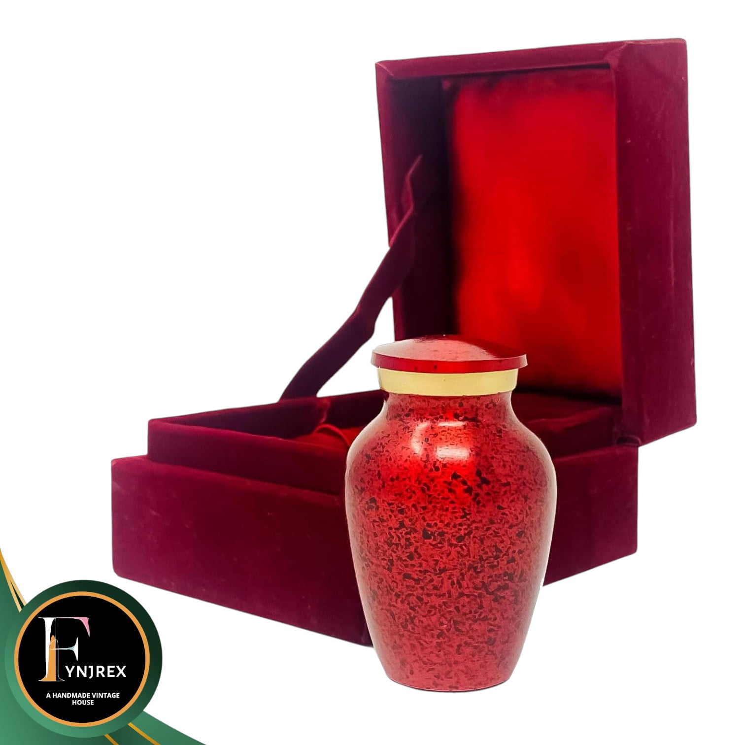 Mini Red Keepsake Urn for Human Ashes – Metal Cremation Token with Box