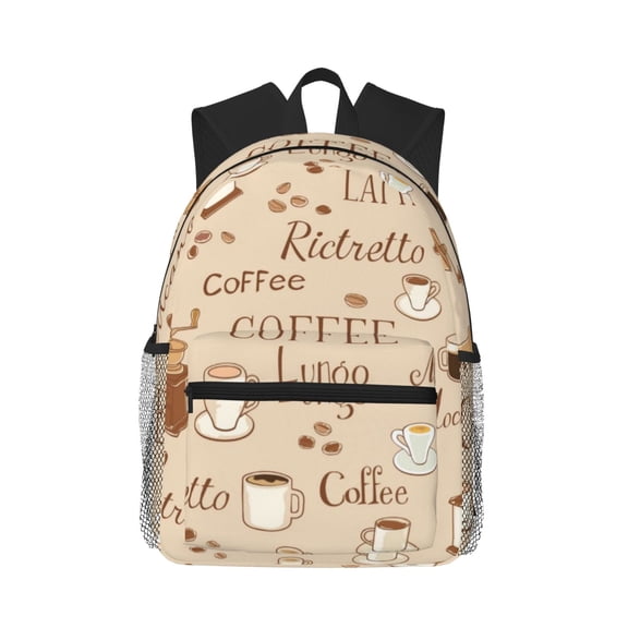 Honeii Coffee Time Print School Backpack,Casual Lightweight Travel Rucksack Daypack,Backpacks for College High